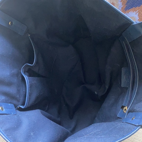 C. Wonder Tote Bag Shopper Navy White Gold Large Handbag EXC COND - Picture 5 of 6